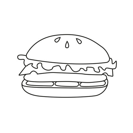 Vector illustration of hamburger in doodle styleのイラスト素材
