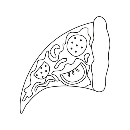 Vector illustration of a piece of pizza in doodle styleのイラスト素材