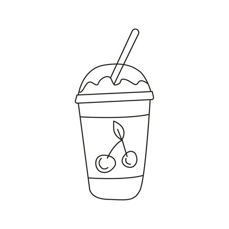 Vector illustration of milkshake in doodle styleのイラスト素材