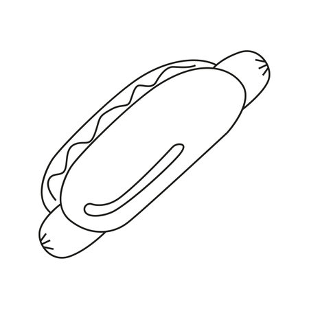Vector illustration of hot dog in doodle styleのイラスト素材