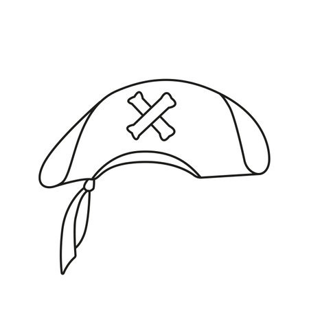 Vector illustration of a pirate cocked hat in doodle styleのイラスト素材