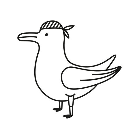 Vector illustration of a seagull in doodle style.のイラスト素材