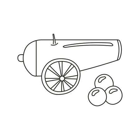 Vector illustration of a cannon in doodle styleのイラスト素材