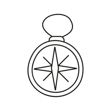 Vector illustration of compass wind rose in doodle style.のイラスト素材