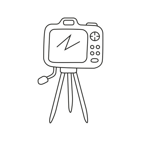 Vector illustration of video camera in doodle styleのイラスト素材