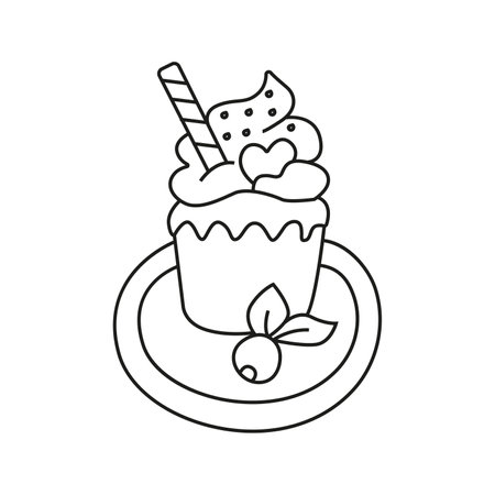 Vector illustration of cupcake in doodle styleのイラスト素材