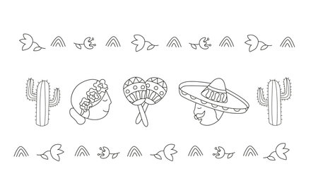 Vector illustration mexico in doodle style.のイラスト素材