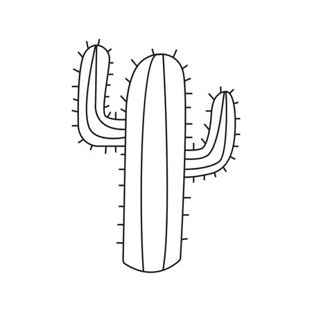 vector illustration of cactus in doodle style.のイラスト素材