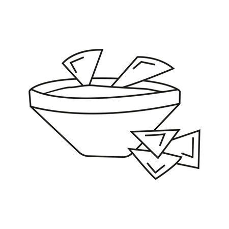 vector illustration of nachos with sauce in doodle styleのイラスト素材