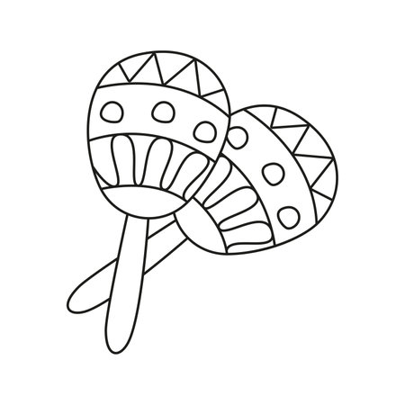 vector illustration of maracas in doodle style.のイラスト素材