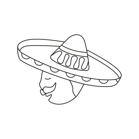 vector illustration mexican in sambrero in doodle styleのイラスト素材