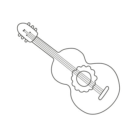 vector illustration of a guitar in doodle style.のイラスト素材