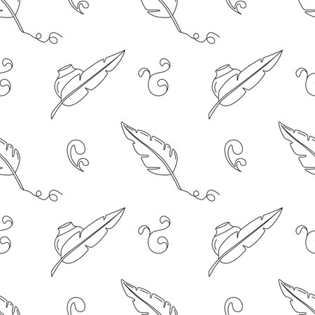 Vector seamless pattern literature, writer in doodle styleのイラスト素材