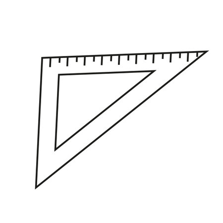 Vector illustration of a triangular ruler in doodle style. isolated on white background.のイラスト素材