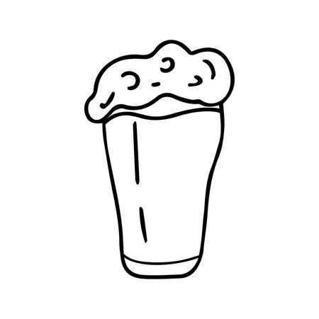 Hand drawn vector illustration of a glass of beer. Doodle style isolated on white background.のイラスト素材