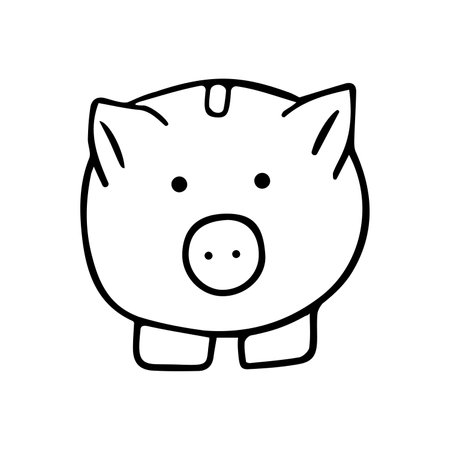 Hand drawn pig piggy bank illustrations. Doodle style. isolated on white background.のイラスト素材