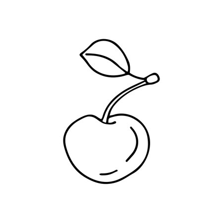 Hand drawn vector illustration cherry. isolated on white backgroundのイラスト素材