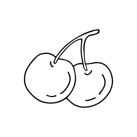 Hand drawn vector illustration cherry. isolated on white backgroundのイラスト素材