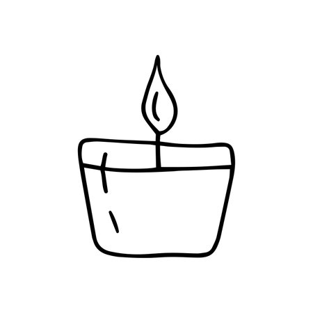 Vector illustration of aroma candle. Hand drawn, doodle.Isolated on white backgroundのイラスト素材
