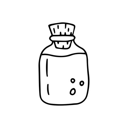 Vector illustration of cosmetic jar. Hand drawn, doodle.Isolated on white backgroundのイラスト素材