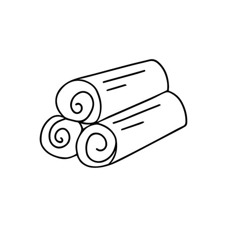 Towel vector illustration. Hand drawn, doodle.Isolated on white backgroundのイラスト素材