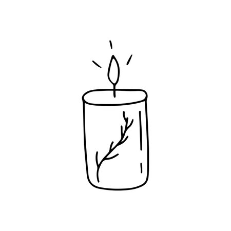 Vector illustration of aroma candle. Hand drawn, doodle.Isolated on white backgroundのイラスト素材