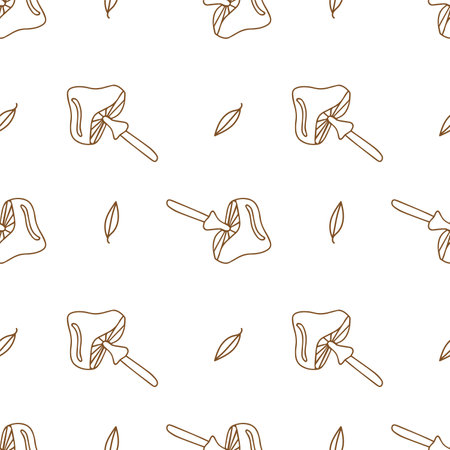 Seamless vector pattern mushrooms in doodle style. isolated on white backgroundのイラスト素材