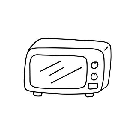 Hand drawn vector illustration of a microwave oven. isolated on white backgroundのイラスト素材