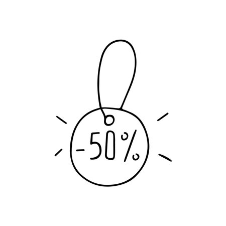 Hand drawn vector illustration sale tag. isolated on white background.のイラスト素材