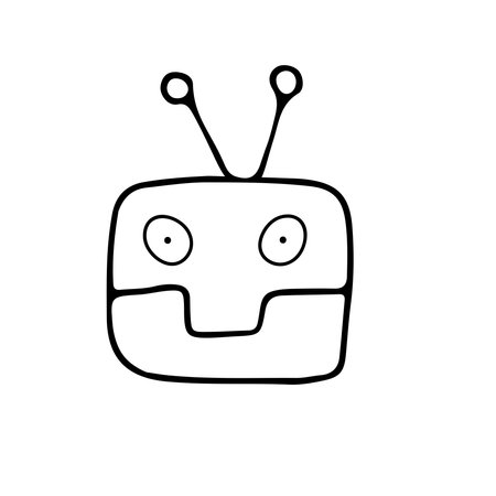 Hand drawn vector illustration of robot toy. isolated on white backgroundのイラスト素材
