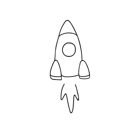 Hand drawn vector illustration of toy rocket. isolated on white backgroundのイラスト素材