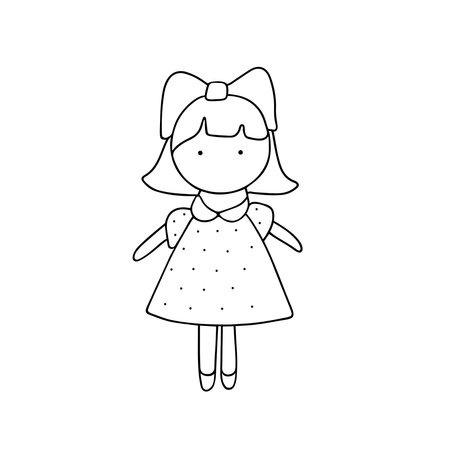 Hand drawn vector illustration doll. isolated on white backgroundのイラスト素材