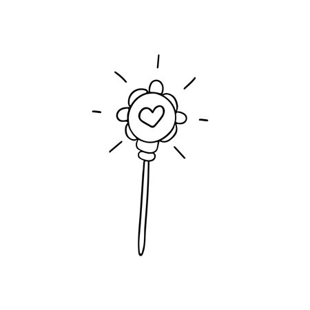 Hand drawn vector illustration magic wand. isolated on white backgroundのイラスト素材