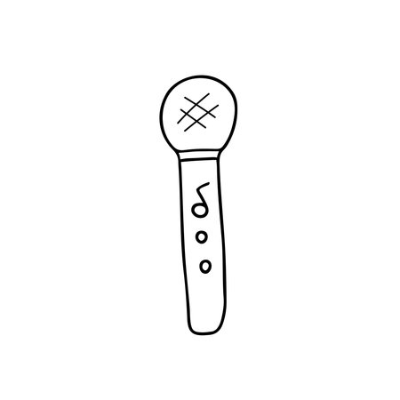 Hand drawn vector illustration toy microphone. isolated on white backgroundのイラスト素材