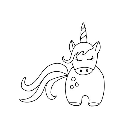 Hand drawn vector illustration unicorn. isolated on white backgroundのイラスト素材