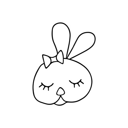 Hand drawn vector illustration of a bunny. isolated on white backgroundのイラスト素材