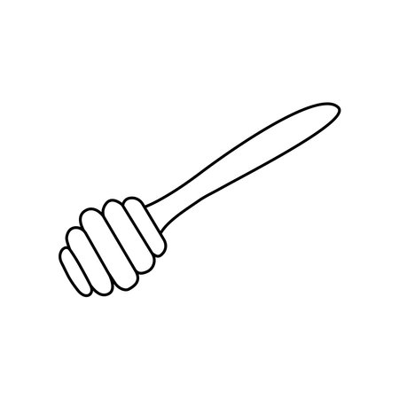 Vector linear illustration of honey spoon, doodle style. isolated on white backgroundのイラスト素材