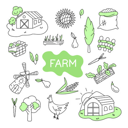 Set of vector illustration in doodle style. isolated on a white background.のイラスト素材