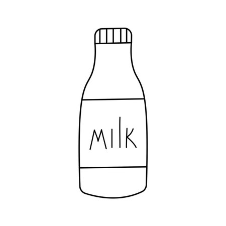 Vector illustration of a milk bottle. Isolated on white background.のイラスト素材