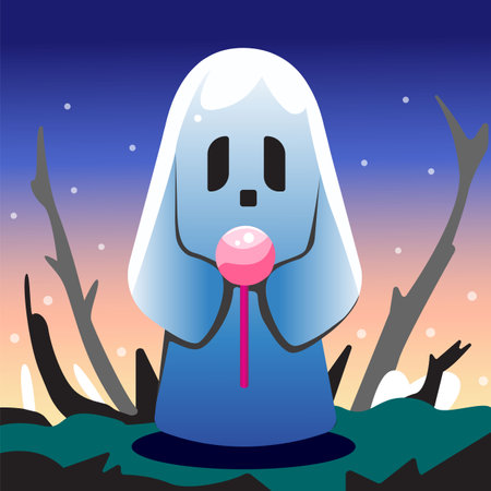 Vector illustration of a ghost. In cartoon styleのイラスト素材
