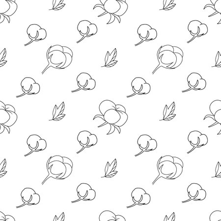 Cotton plant seamless vector pattern.のイラスト素材