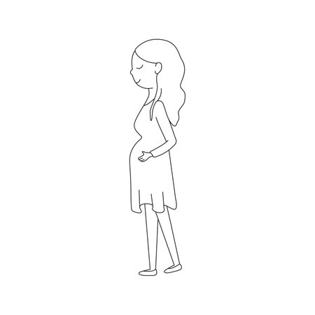 Vector illustration of a pregnant girl. Isolated on white backgroundのイラスト素材