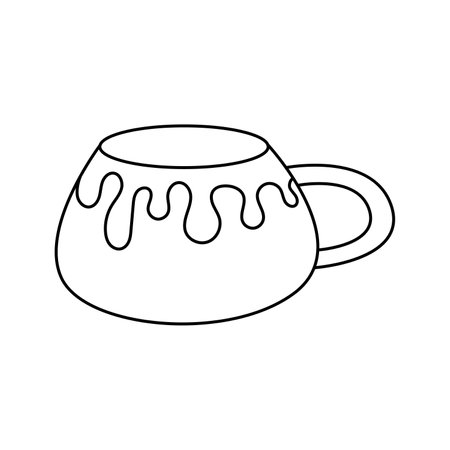 Vector illustration of a mug in doodle style. Isolated, on white backgroundのイラスト素材