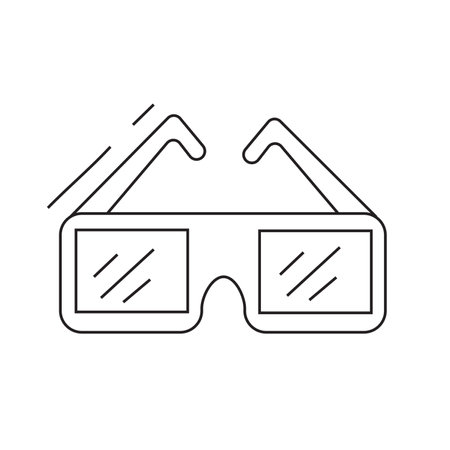 Vector illustration of 3D glasses. Doodle. Isolated on white background.のイラスト素材