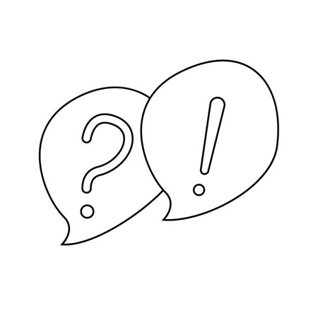Vector illustration of question and exclamation mark in doodle style. Isolated on white backgroundのイラスト素材