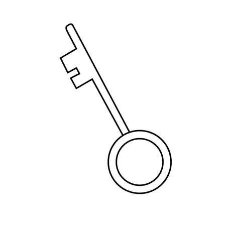 Vector illustration of a key in doodle style. Isolated on white backgroundのイラスト素材