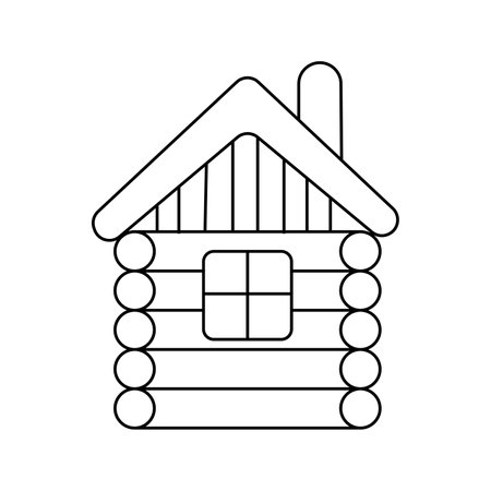 Wooden house. Vector illustration in doodle style. Isolated on white backgroundのイラスト素材