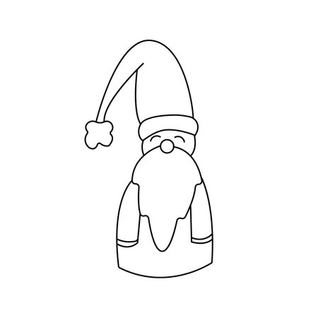 Christmas gnome. Vector illustration in doodle style. Isolated on white backgroundのイラスト素材
