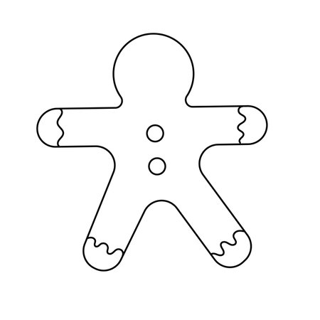 Gingerbread Man. Vector illustration in doodle style. Isolated on white backgroundのイラスト素材