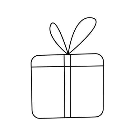 Gift box. Vector illustration in doodle style. Isolated on white backgroundのイラスト素材